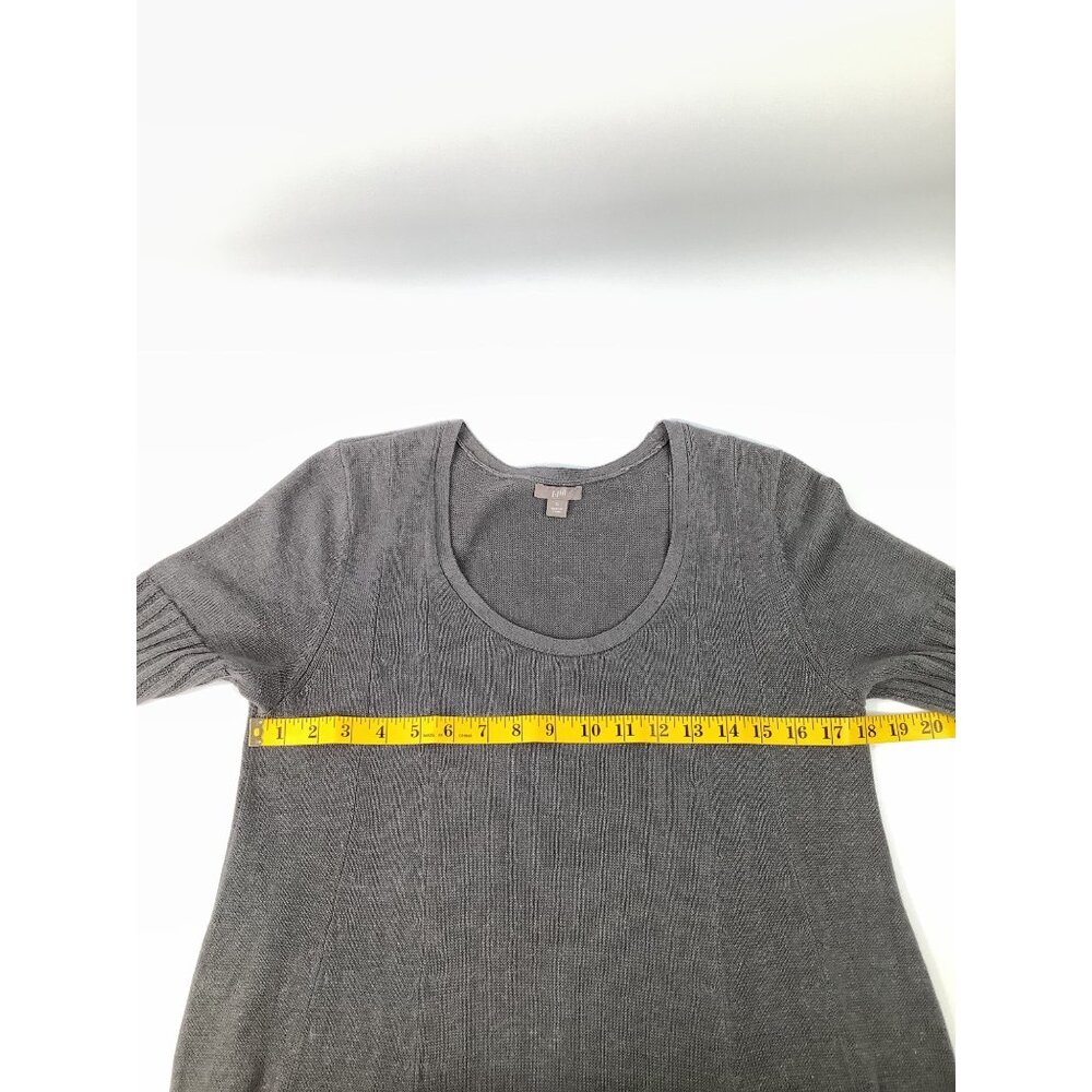 J. Jill Small Gray Short Sleeve Ribbed Hem Knit Dress Oversized Linen Maxi - Picture 6 of 9